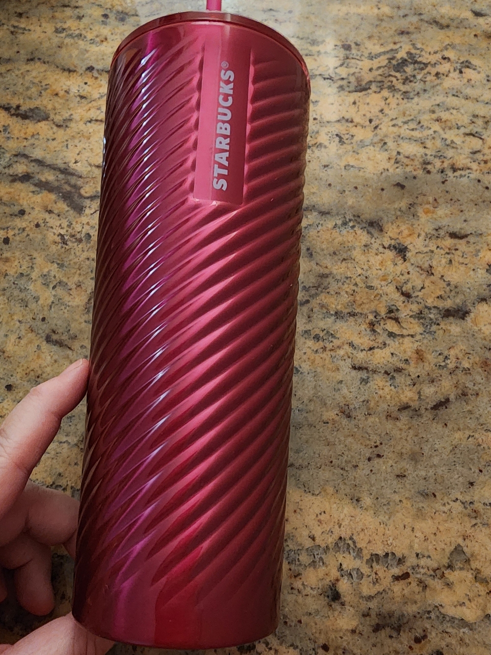 Starbucks Metallic Red Spiral Tumbler Insulated Travel Cup 2022 Limited Edition
